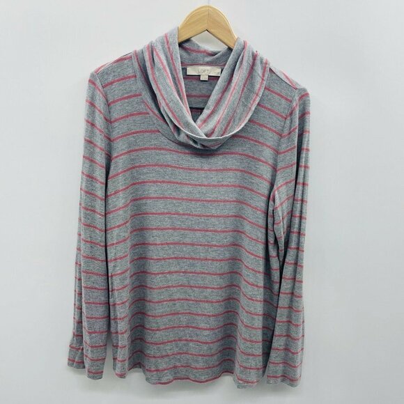 Ann Taylor LOFT Petite Large Striped Turtleneck Pullover Shirt 1250 - Picture 1 of 5